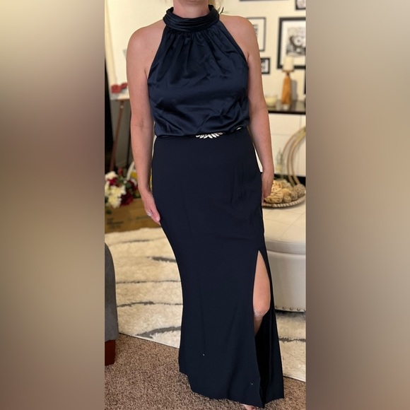 Adrianna Papell size 6 floor length navy blue dress - Picture 5 of 5